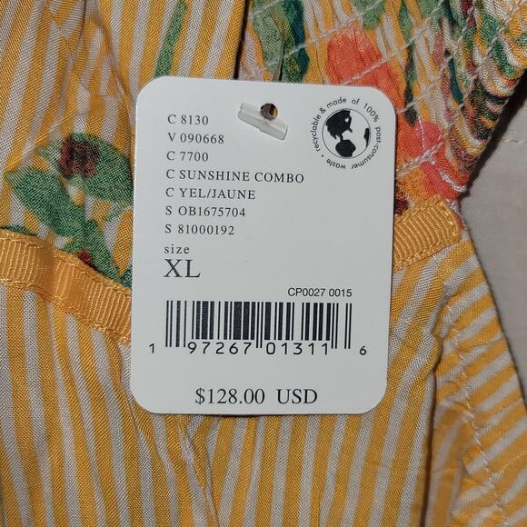 Free People Midi Sundress Strappy Sz XL Yellow Floral Rosie Posie Ruffle Lined - Picture 13 of 16